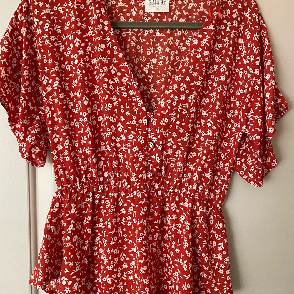 Red Floral Top